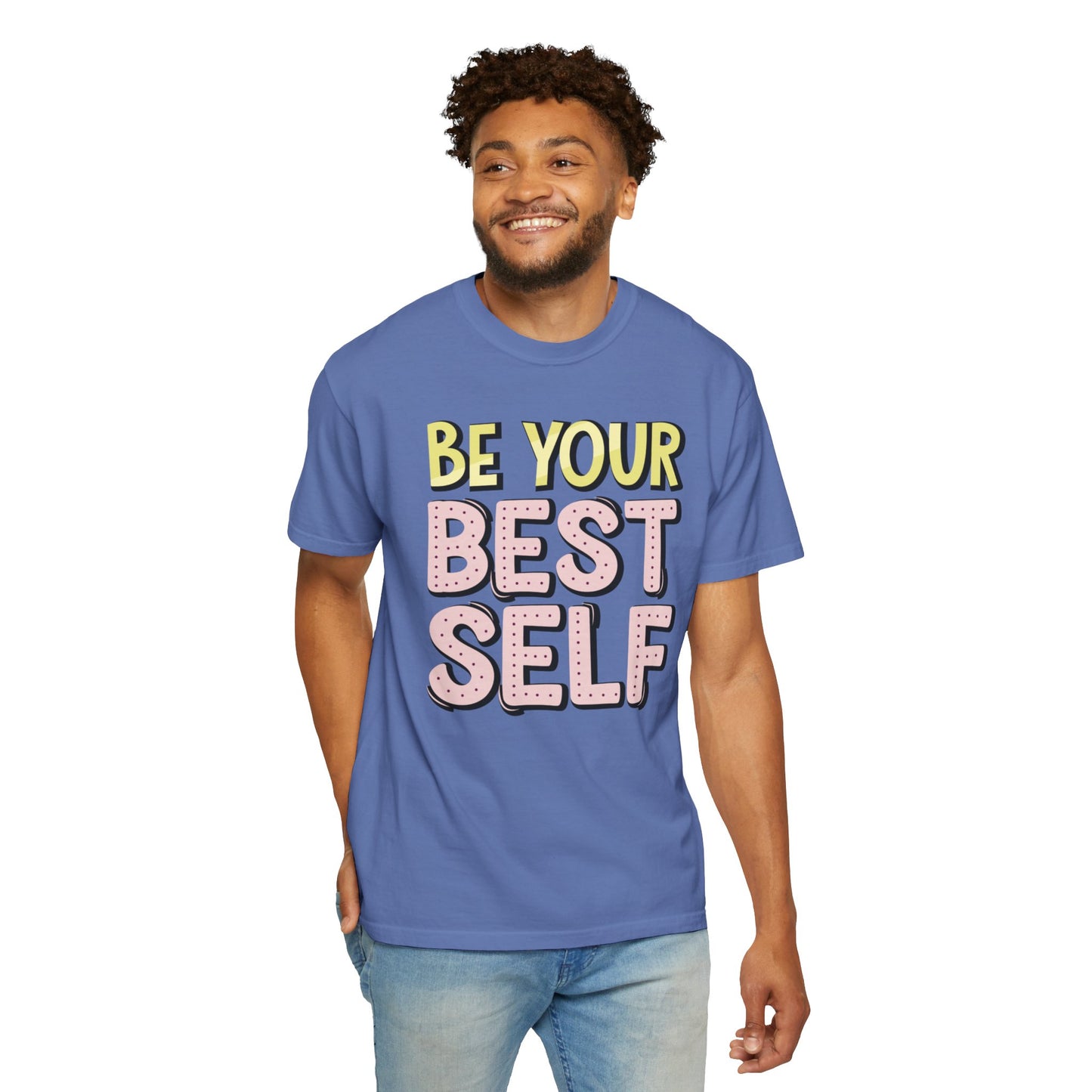 Be Your Best Self Trendy Tee Motivational Self-Care Positive Attitude Confidence Booster Encouraging Unisex Heavy Cotton T-Shirt