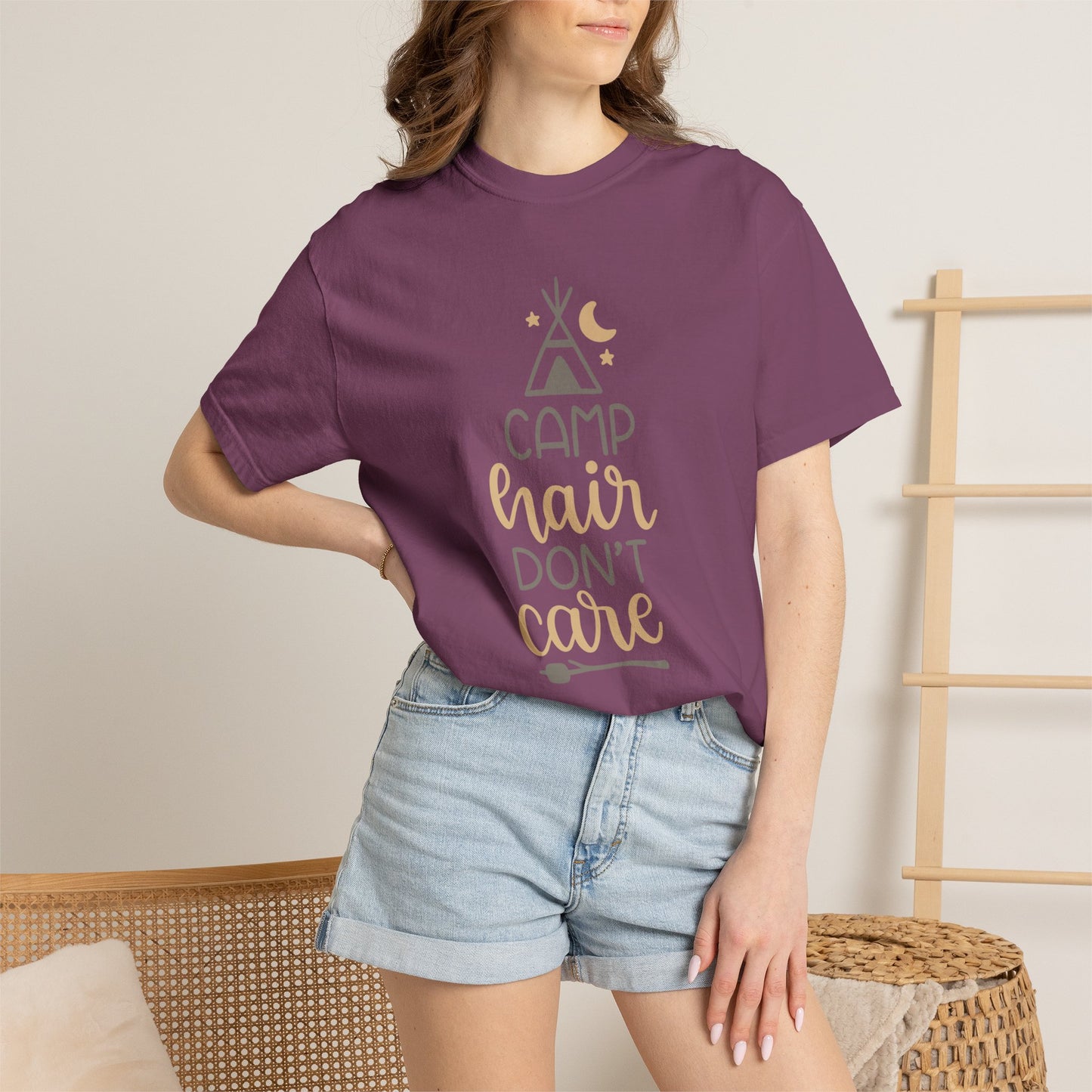 Camp Hair Don’t Care Adventure Mountain Tee Fun Activities Unisex Heavy Cotton T-Shirt