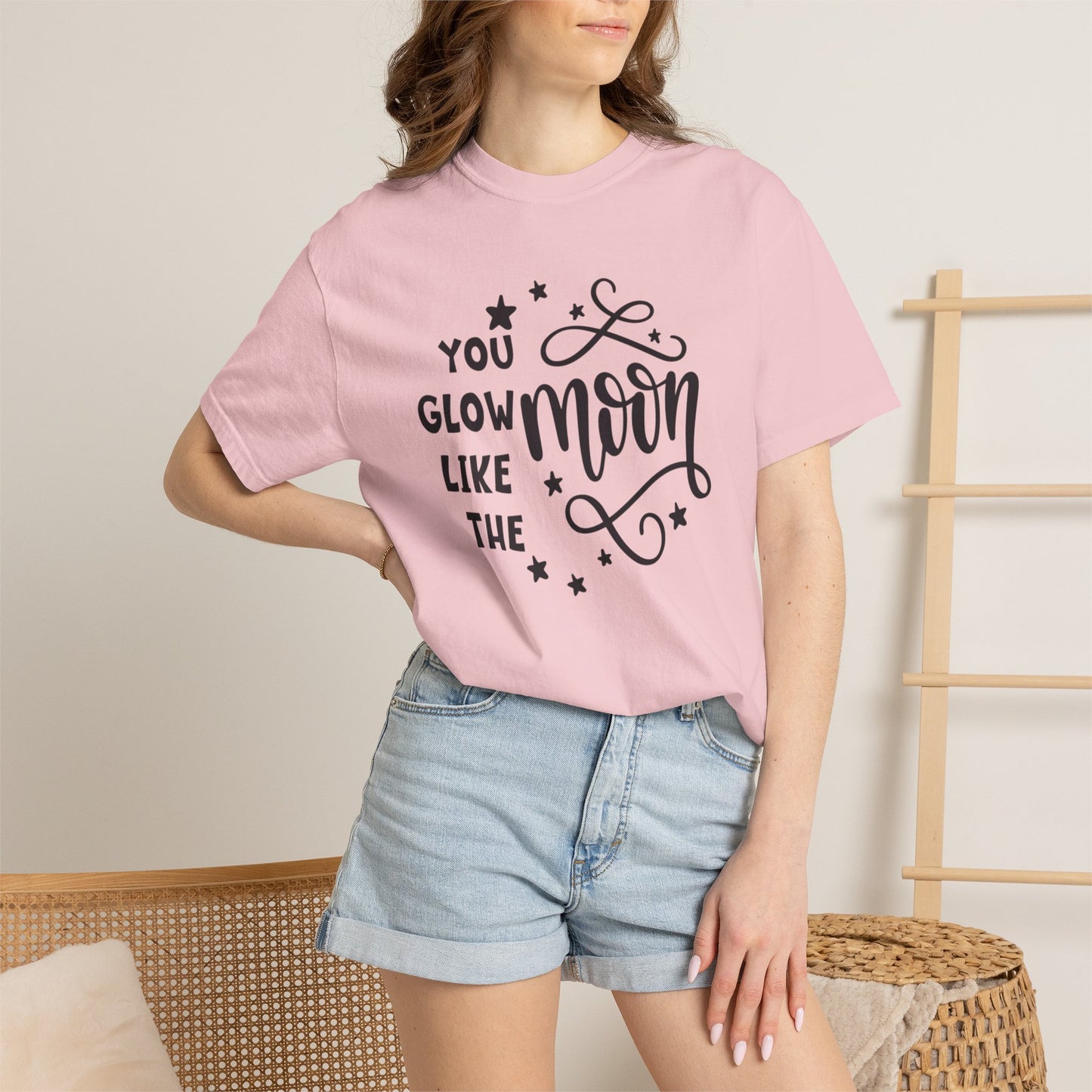 You Glow Like The Moon Inner Beauty Fashion Tee Body Positivity Wellness Forever Young Healthy lifestyle Unisex Heavy Cotton T-Shirt