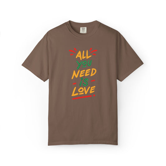 All You Need Is Love T-Shirt — Retro Handwritten Love Graphic Unisex Heavy Cotton T-Shirt