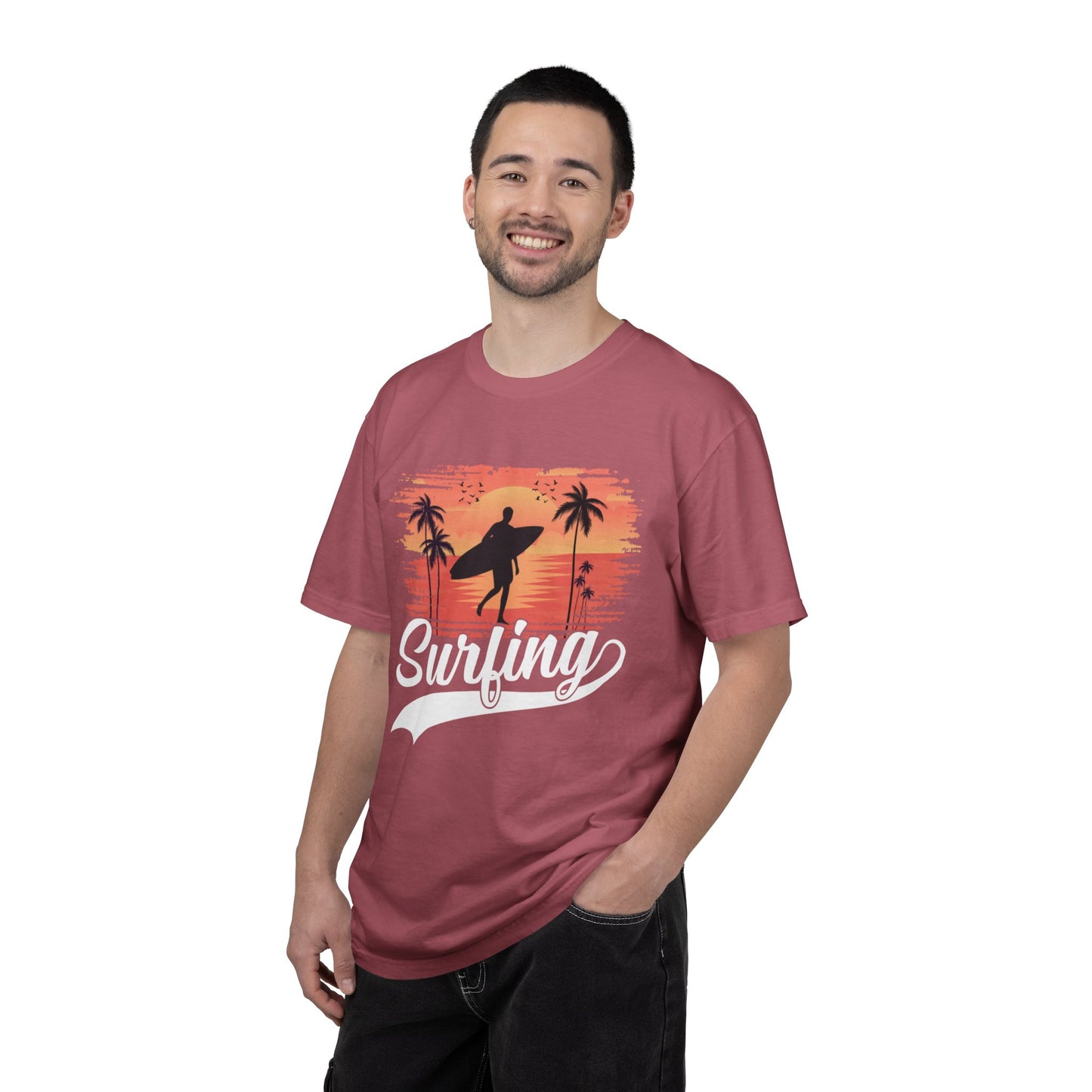 Exciting Surfing Catch The Wave Barrels & Breaks Shortboard Beach Vibes Unisex Heavy Cotton T-Shirt