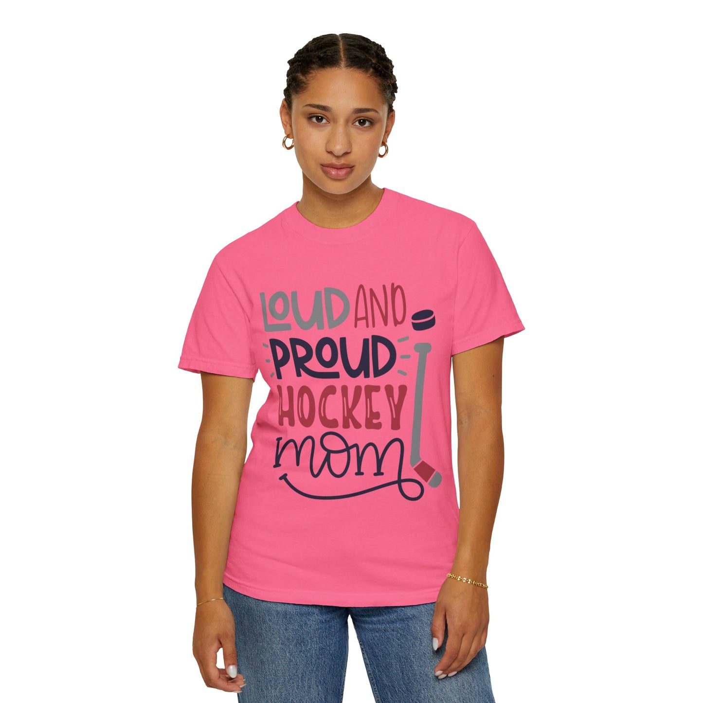 Loud & Proud Hockey Mom Power Play Cheering Stickhandling Sports Tee Legend Unisex Heavy Cotton T-Shirt