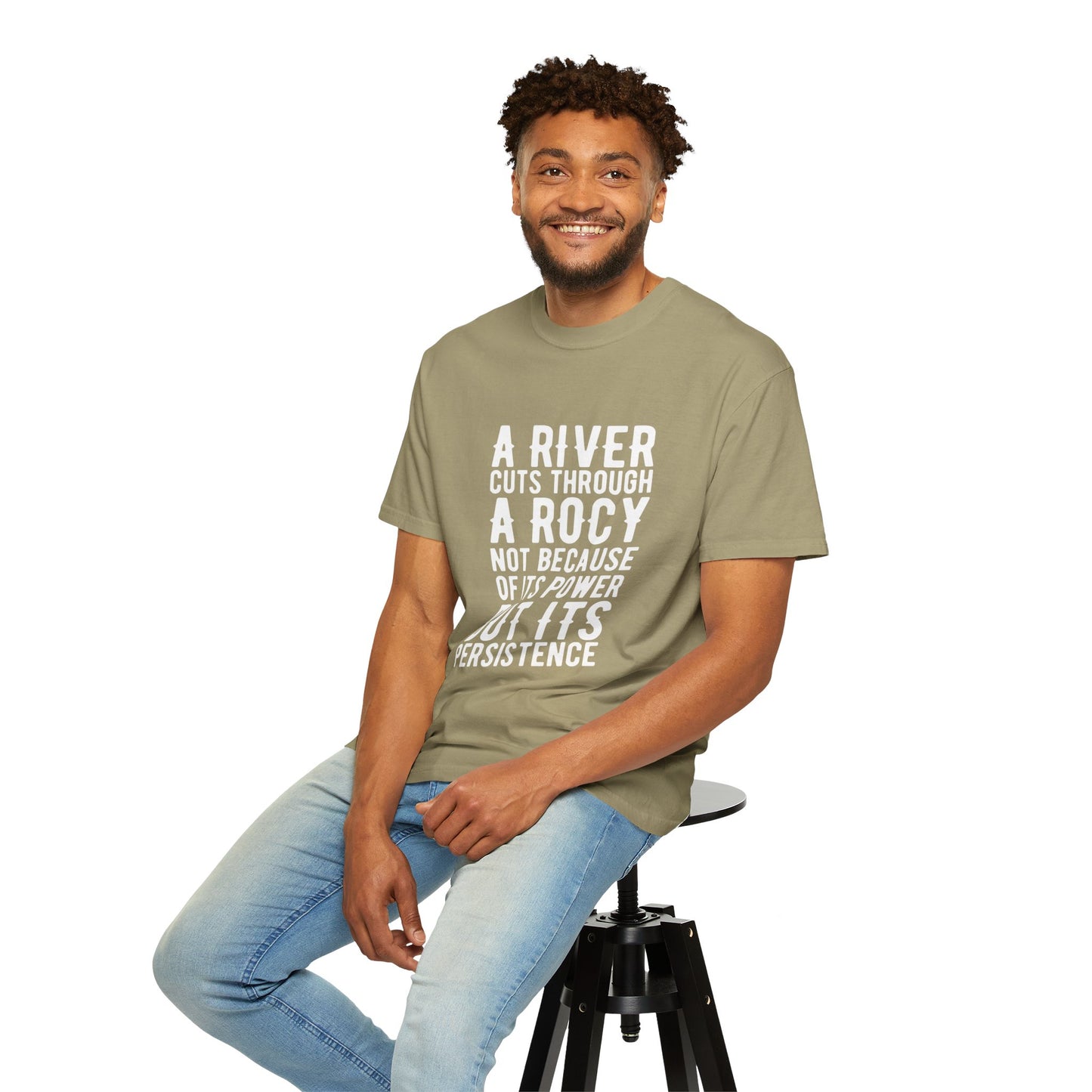 A River Cuts Through A Rock Stop Wishing Start Doing Action Goal Setting Modern Tee Achievement Unisex Heavy Cotton T-Shirt