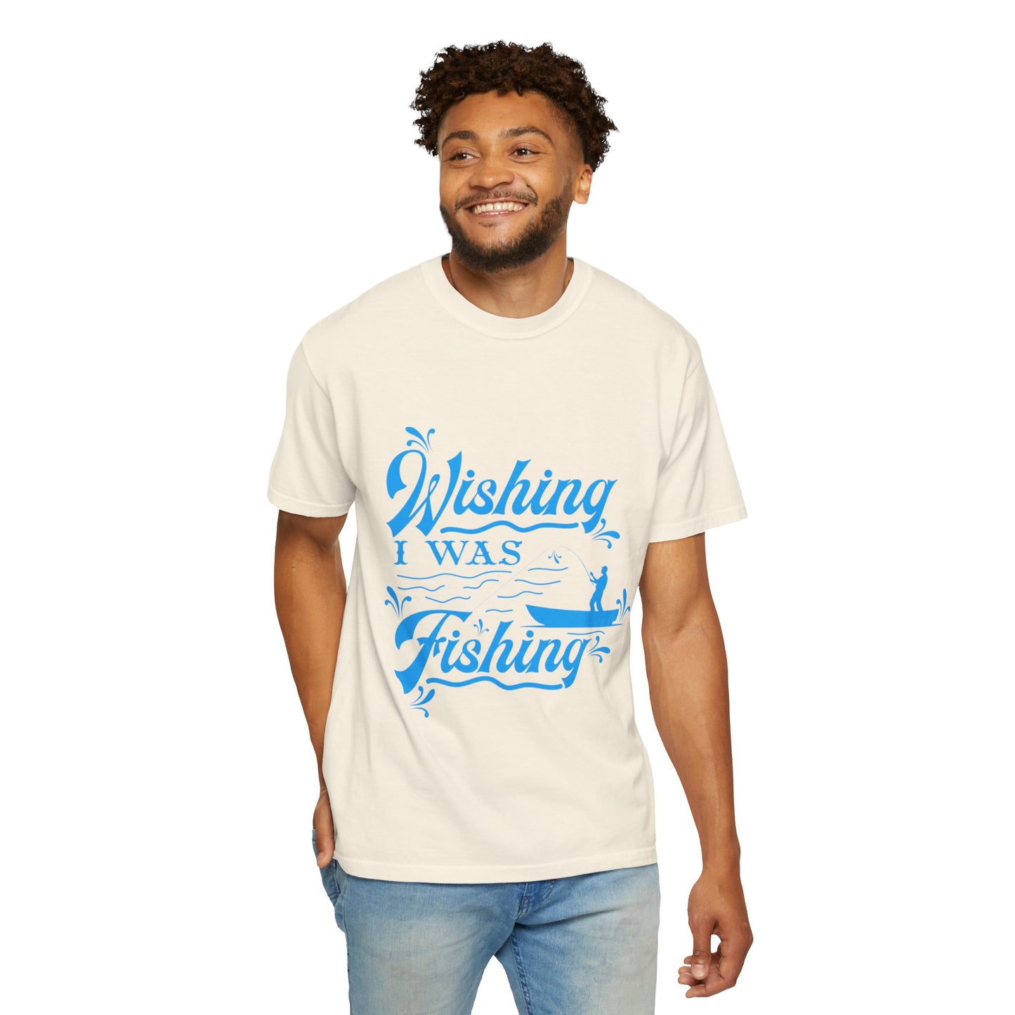 Funny Wishing I Was Fishing Catch and Release Unconditional Love Fishing Boat Fishing Rod Sarcastic Adventure Unisex Heavy Cotton T-Shirt