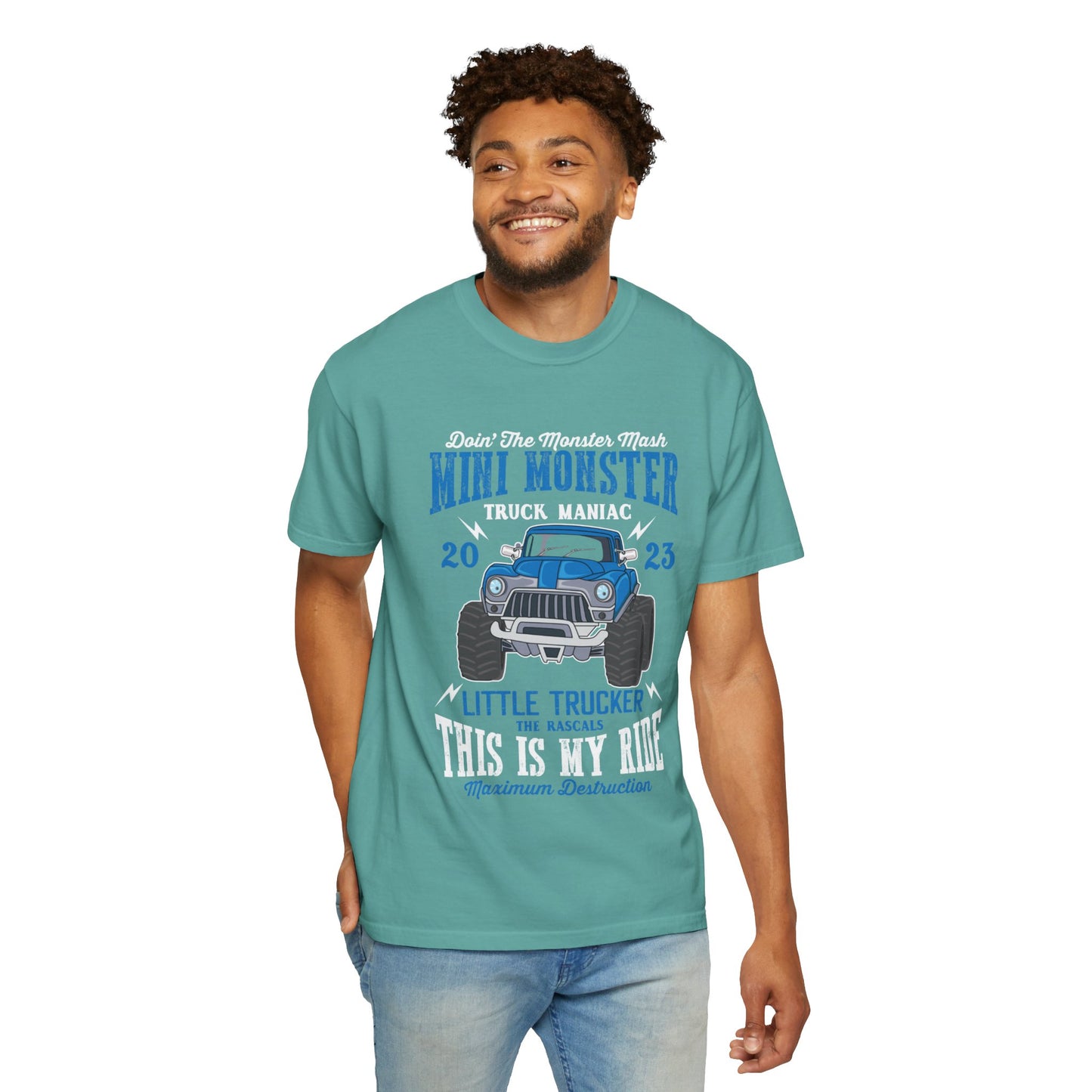 Funny Mini Monster Truck Manic Speed Truck Power Sarcastic Extreme Adventure Four-Wheel Drive Unisex Heavy Cotton T-Shirt