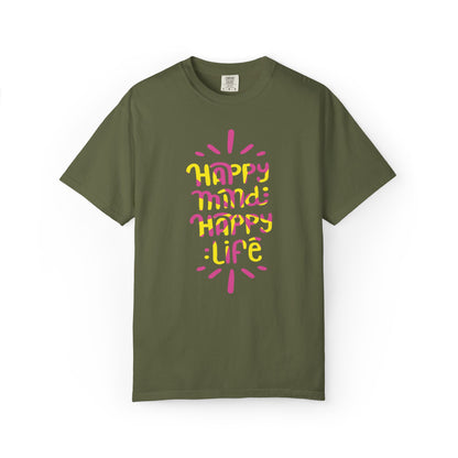 Happy Mind Happy Life Love Hope Worship Eternity Tee Peaceful Living Religious Beliefs Unisex Heavy Cotton T-Shirt