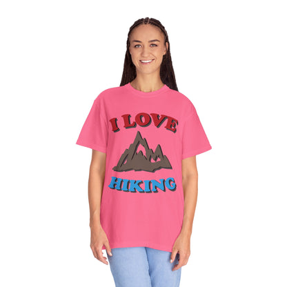 I Love Hiking Trendy Tee Adventure Mountain Hut Belays Ropes Fun Activities Unisex Heavy Cotton T-Shirt