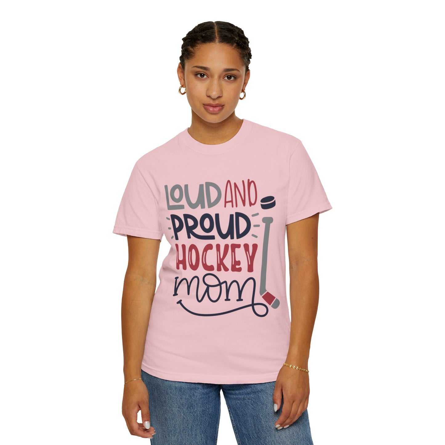 Loud & Proud Hockey Mom Power Play Cheering Stickhandling Sports Tee Legend Unisex Heavy Cotton T-Shirt