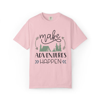 Make Adventures Happen Trendy Tee Enjoyment Mountain Hut Belays Ropes Fun Activities Unisex Heavy Cotton T-Shirt