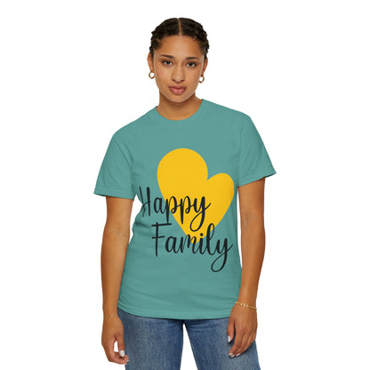 Happy Family Peaceful Paradise Tee Cherished Space Heartfelt Haven Unisex Heavy Cotton T-Shirt