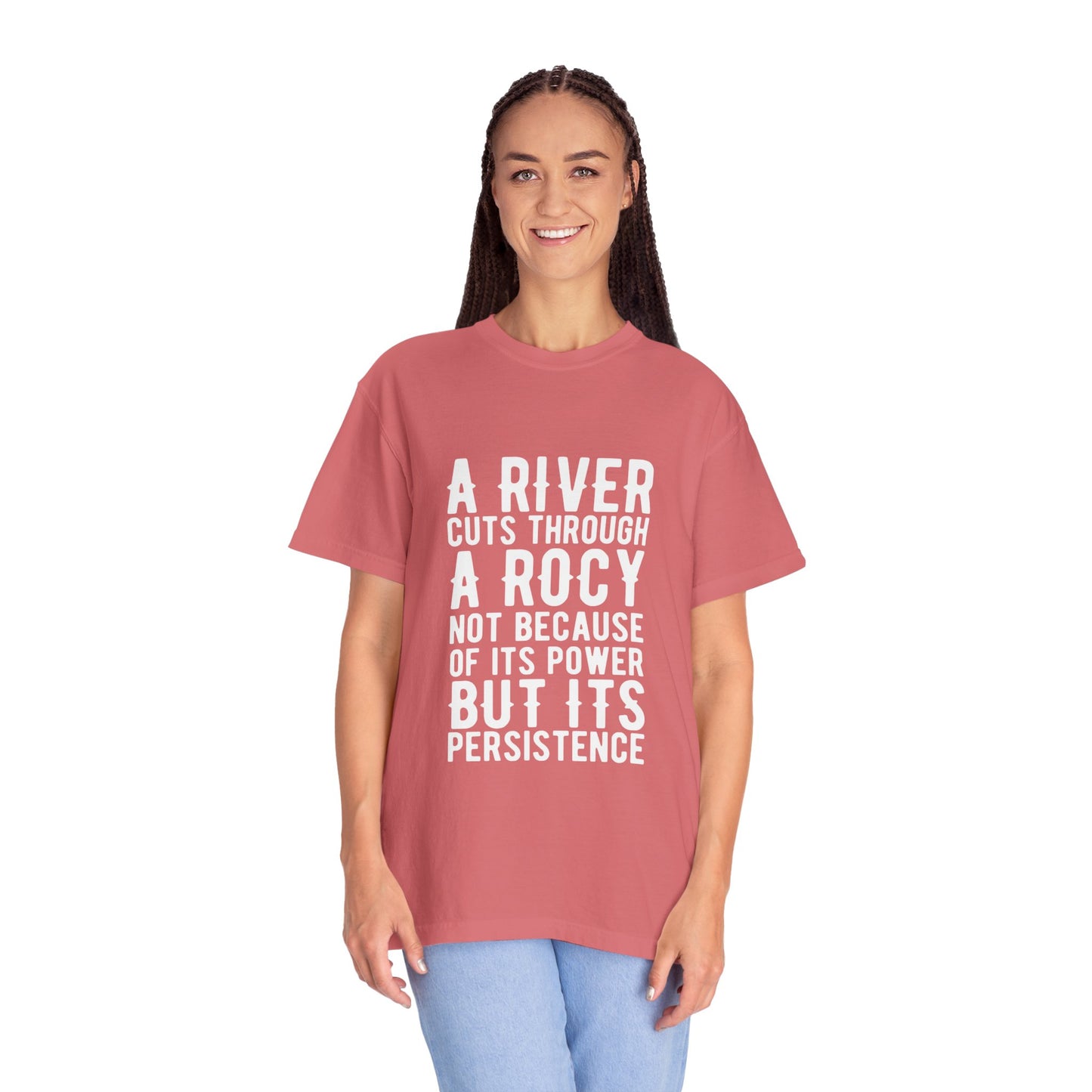 A River Cuts Through A Rock Stop Wishing Start Doing Action Goal Setting Modern Tee Achievement Unisex Heavy Cotton T-Shirt