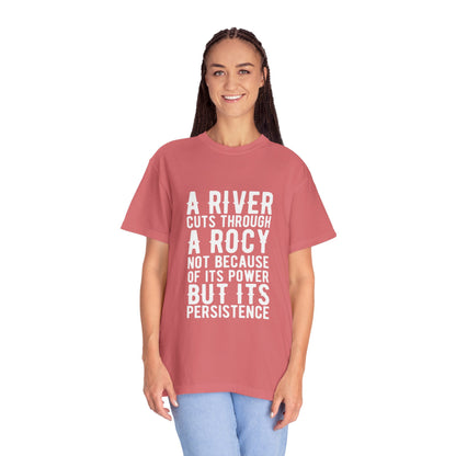 A River Cuts Through A Rock Stop Wishing Start Doing Action Goal Setting Modern Tee Achievement Unisex Heavy Cotton T-Shirt