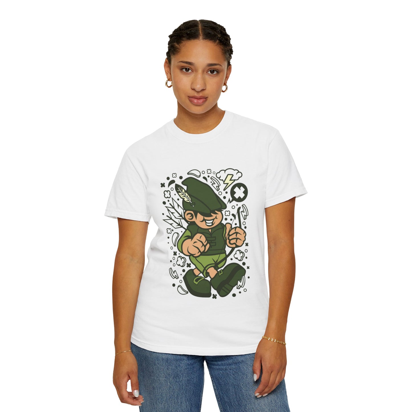 Rhino Robin Hood Folklore Mashup Tee Forest Guardian Adventure Story Fantasy Character Unisex Heavy Cotton T-Shirt