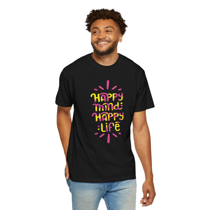 Happy Mind Happy Life Love Hope Worship Eternity Tee Peaceful Living Religious Beliefs Unisex Heavy Cotton T-Shirt