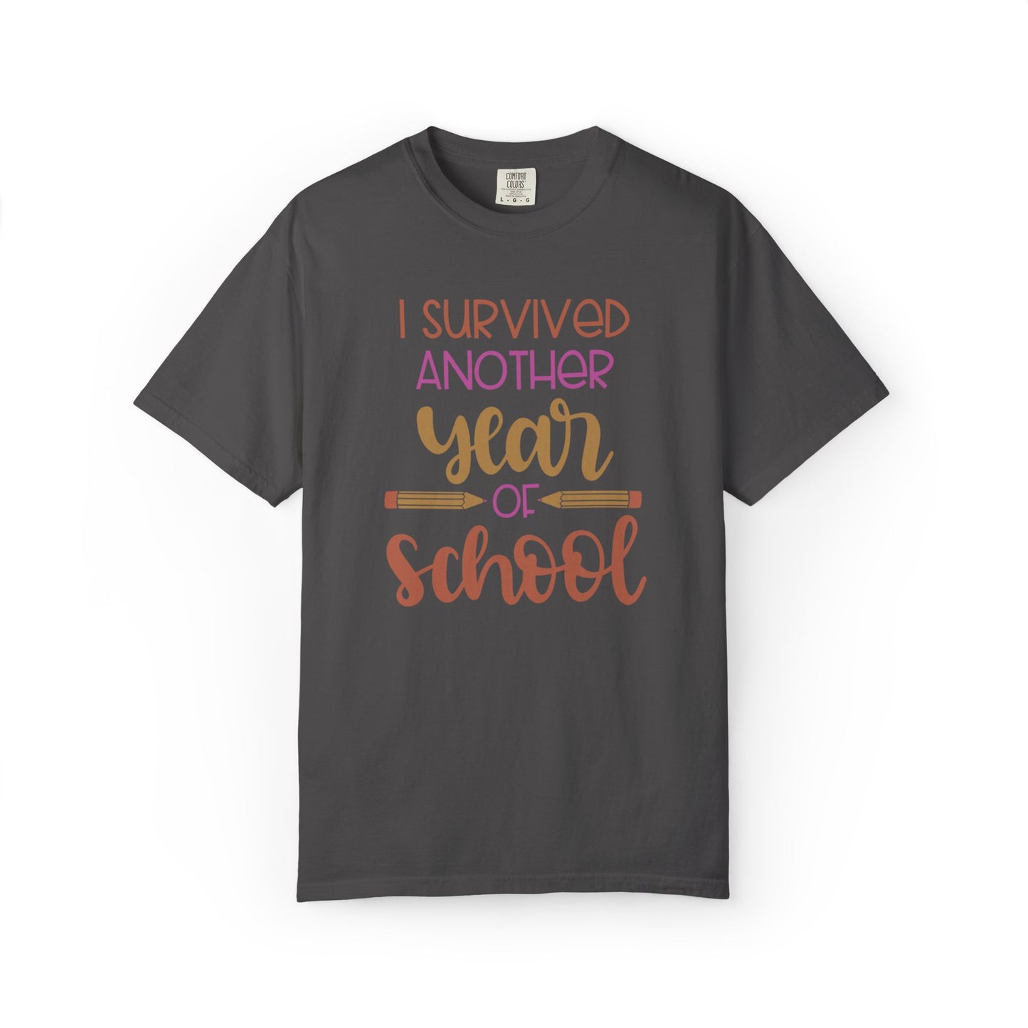 I Survived Another Year Of School Action Goal Setting Achievement Tee Self-Improvement Motivation Unisex Heavy Cotton T-Shirt