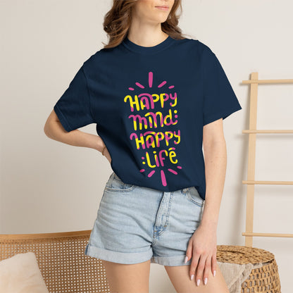 Happy Mind Happy Life Love Hope Worship Eternity Tee Peaceful Living Religious Beliefs Unisex Heavy Cotton T-Shirt