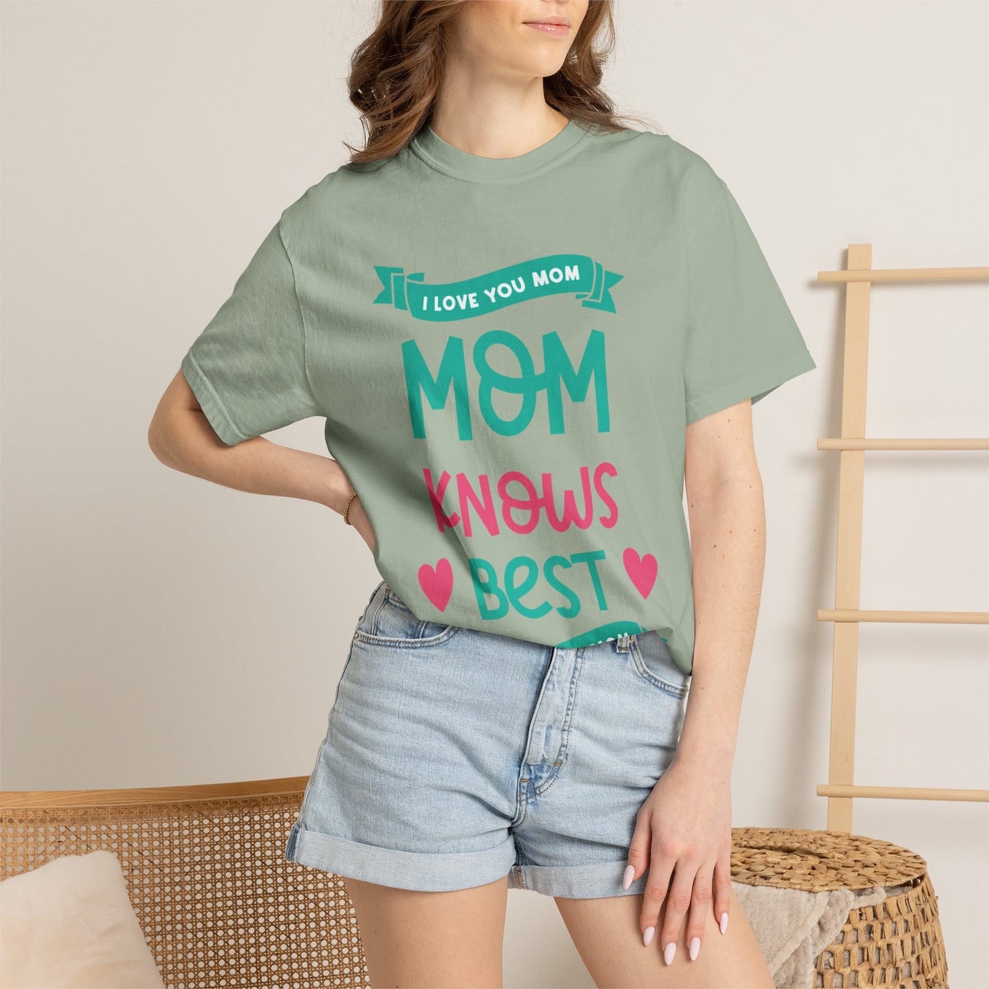 Mom Knows Best Strong Motherhood Heartfelt Guidance Tee Nurturing Knowledge Unisex Heavy Cotton T-Shirt