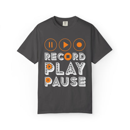 Thrilling Record Play Pause Playback Actions Sound Management Audio Functions Unisex Heavy Cotton T-Shirt