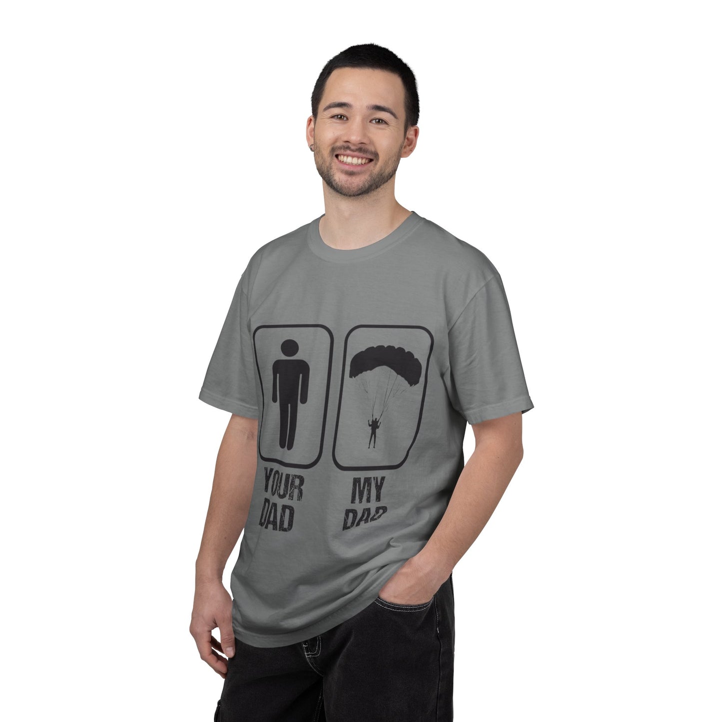 Proud Son Your Dad My Dad Thrill-Seeker Father Parenting Journey Ideal Skydiving Unisex Heavy Cotton T-Shirt