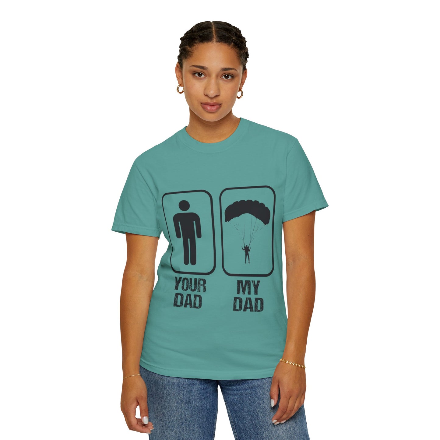 Proud Son Your Dad My Dad Thrill-Seeker Father Parenting Journey Ideal Skydiving Unisex Heavy Cotton T-Shirt
