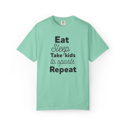 Eat Sleep Take Kids Motherhood Blessings Life Giver Mummy’s Tee Supermom Busy Schedule Duties Forever Same Routine Players Unisex Heavy Cotton T-Shirt