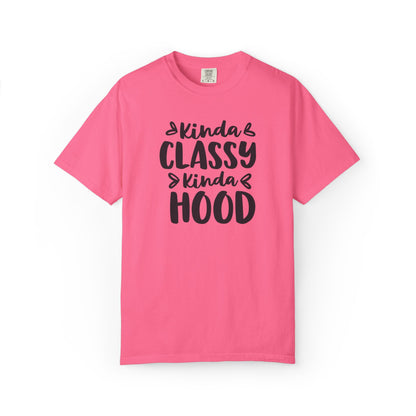 Kinda Classy Kinda Hood Street Style Tee High-Low Fashion Versatile Style Classy Attitude Unisex Heavy Cotton T-Shirt