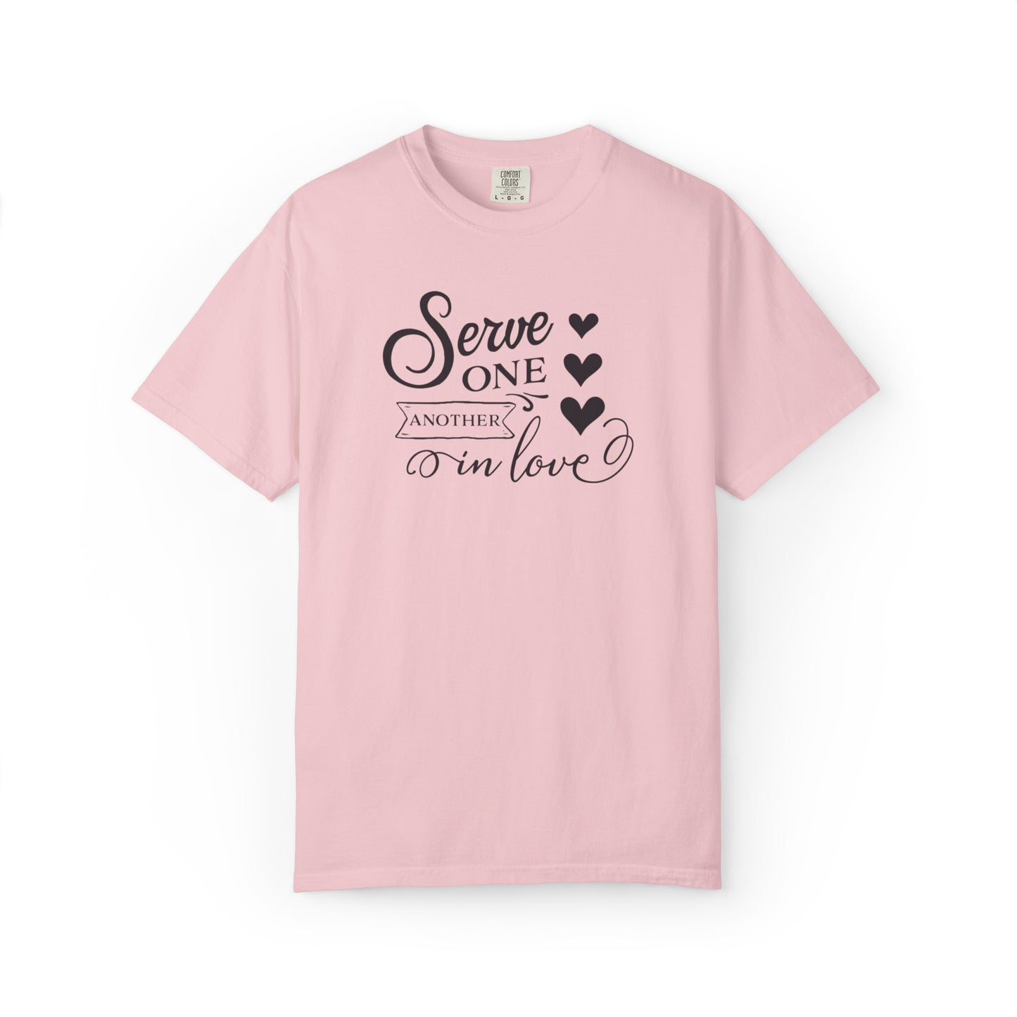 Serve One Another In Love Emotional Bond Affection Lovers Tee Romantic Relationship Forever Support Unisex Heavy Cotton T-Shirt
