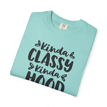 Kinda Classy Kinda Hood Street Style Tee High-Low Fashion Versatile Style Classy Attitude Unisex Heavy Cotton T-Shirt