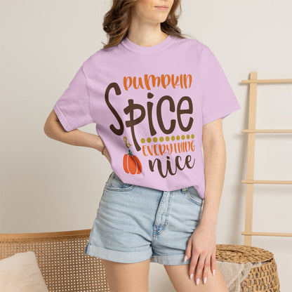 Pumpkin Spice & Everything Nice Halloween Autumn Delight Pumpkin Lovers Tee Seasonal Spices Fall Fusion Unisex Heavy Cotton T-Shirt