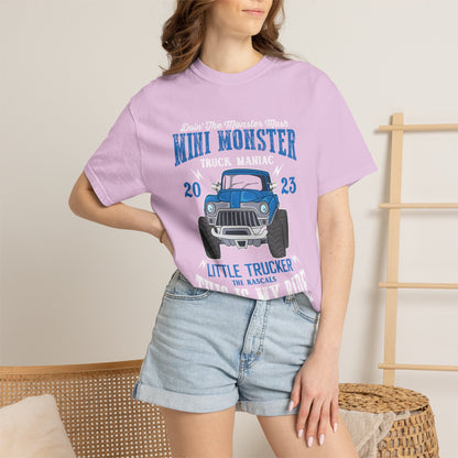 Funny Mini Monster Truck Manic Speed Truck Power Sarcastic Extreme Adventure Four-Wheel Drive Unisex Heavy Cotton T-Shirt