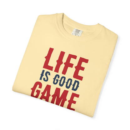 Life Is Good Game On Baseball Player Grand Slam Performers Tee Infield Magicians Batting Champions Unisex Heavy Cotton T-Shirt