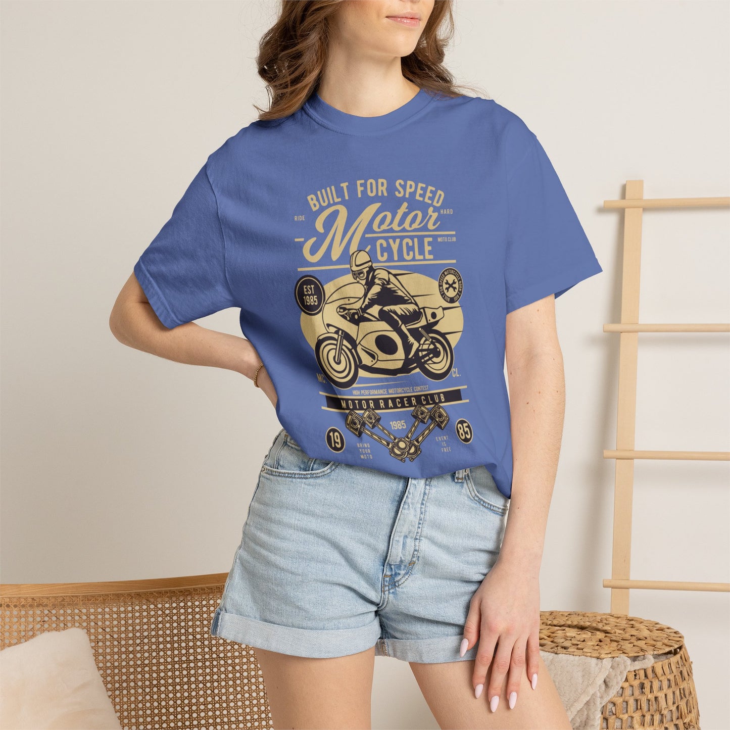 Built For Speed Motorcycle Custom Engine Club Motorbike Lovers Trendy Tee High-speed Rider Adventure Racer Unisex Heavy Cotton T-Shirt
