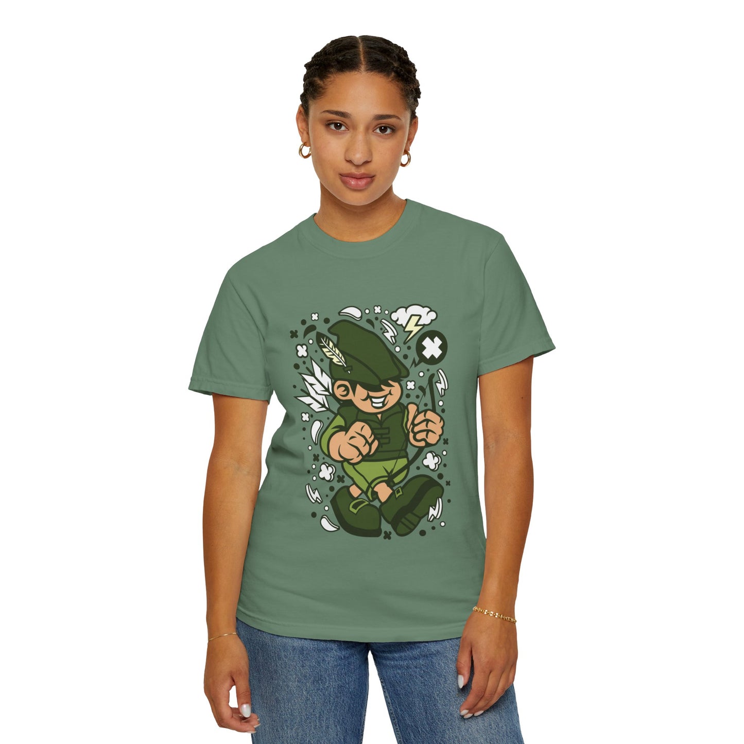 Rhino Robin Hood Folklore Mashup Tee Forest Guardian Adventure Story Fantasy Character Unisex Heavy Cotton T-Shirt