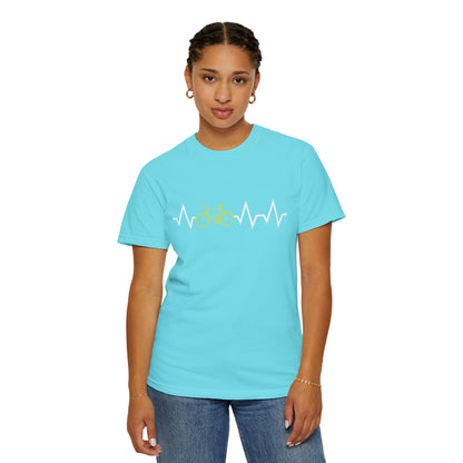 Funny Cycle Heart Beat Cycle Enthusiasm Pedal power Sarcastic Two Wheeled Adventures Unisex Heavy Cotton T-Shirt