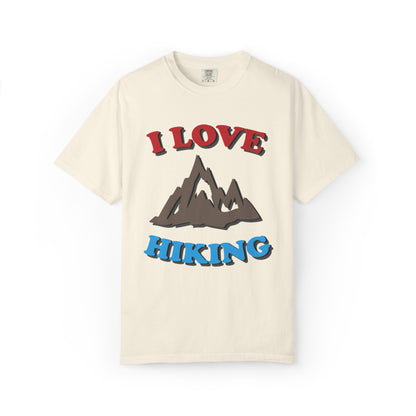 I Love Hiking Trendy Tee Adventure Mountain Hut Belays Ropes Fun Activities Unisex Heavy Cotton T-Shirt