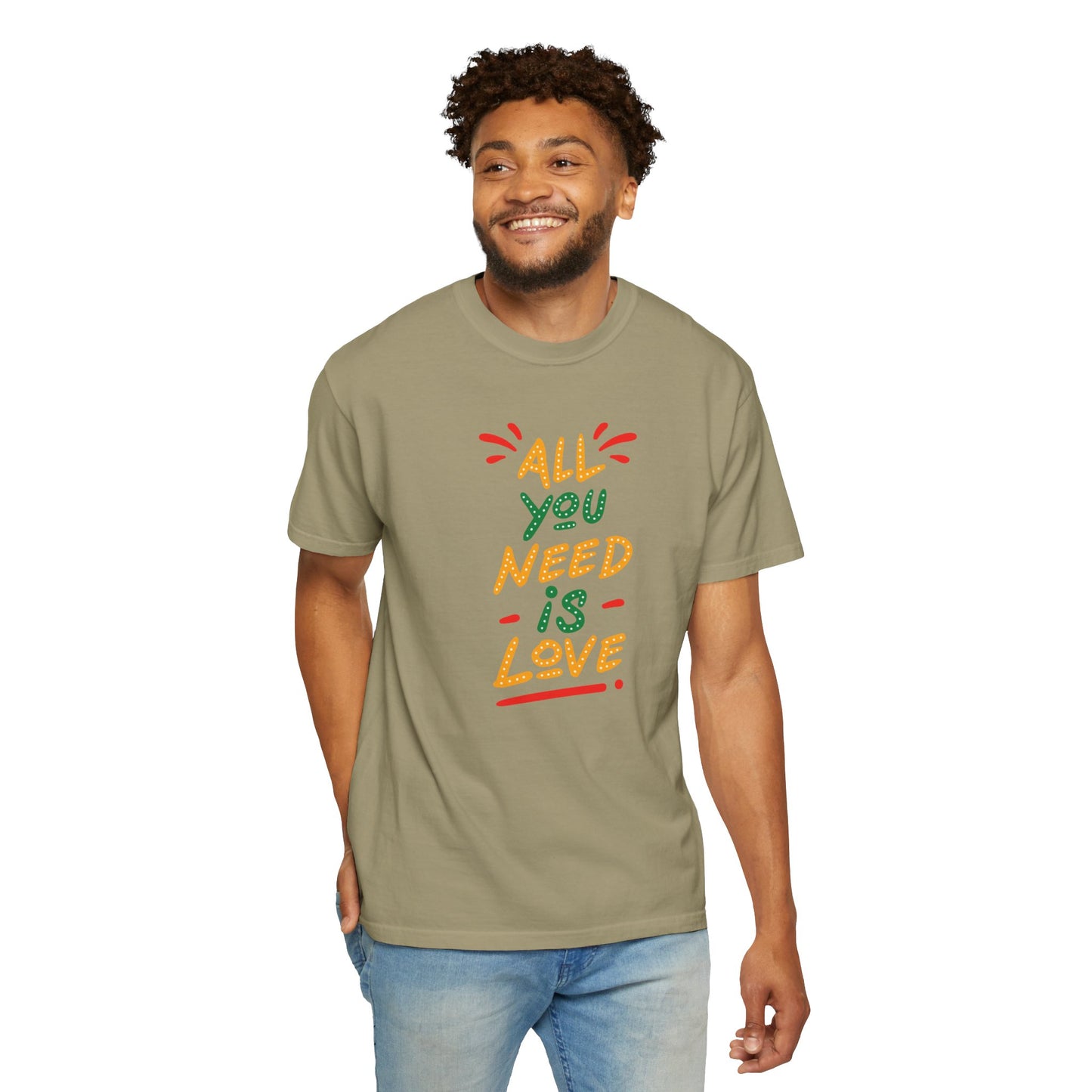 All You Need Is Love T-Shirt — Retro Handwritten Love Graphic Unisex Heavy Cotton T-Shirt