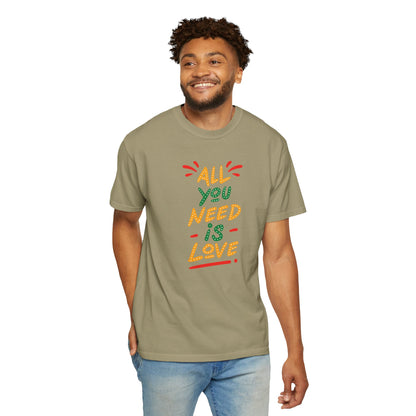 All You Need Is Love T-Shirt — Retro Handwritten Love Graphic Unisex Heavy Cotton T-Shirt