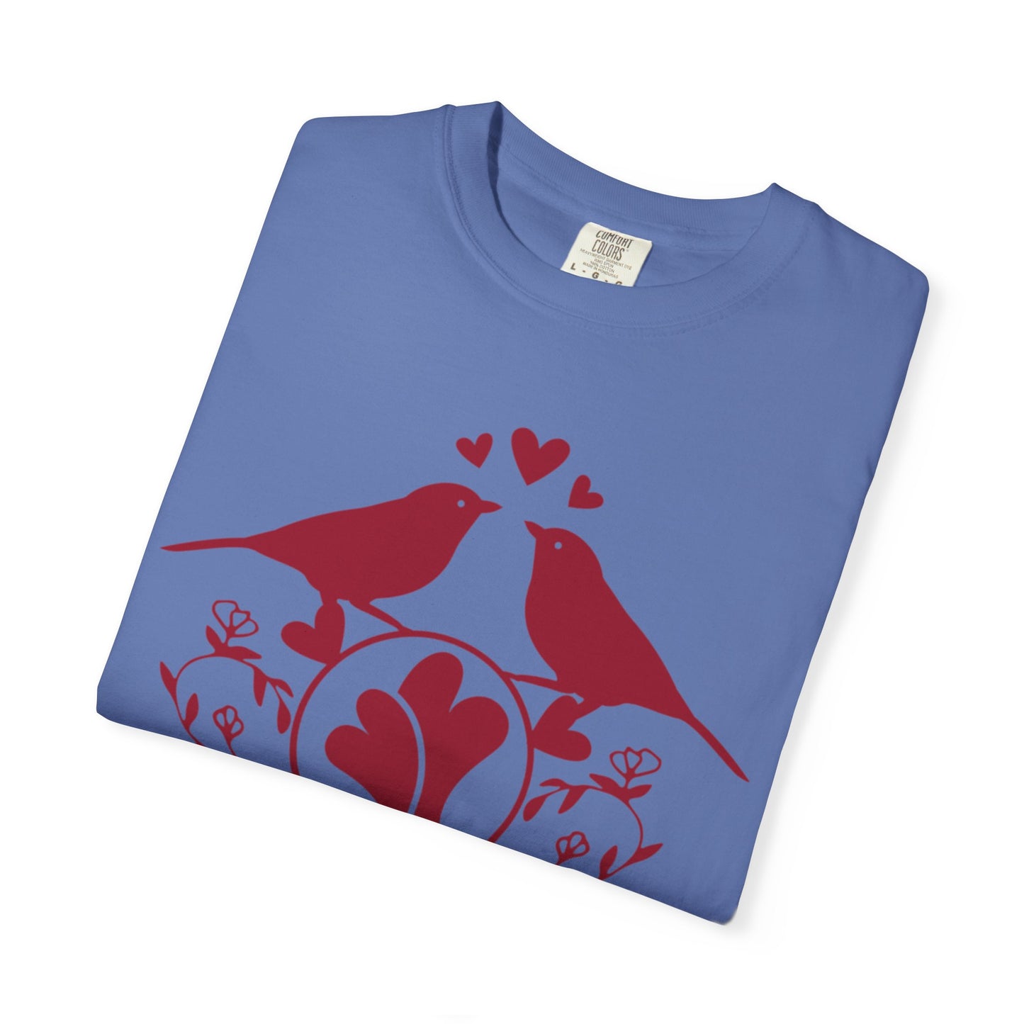 Romantic Love Birds Monogram Boundless Love Affection Lover’s Tee Infinite Bliss Butterfly Kisses Evergreen Romance Unisex Heavy Cotton T-Shirt