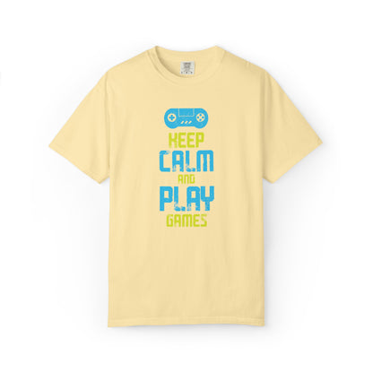 Funny Keep Calm And Play Games Pro Gamer Skills Gaming Mindset Sarcastic Gameplay Optimization Unisex Heavy Cotton T-Shirt