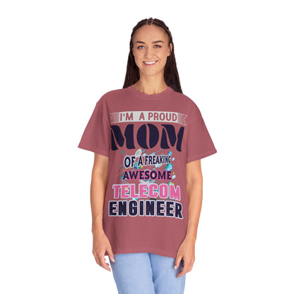 Proud Mom Telecom Engineer Mobile Technology Signal Processing Digital Communication Radio Frequencies Unisex Heavy Cotton T-Shirt