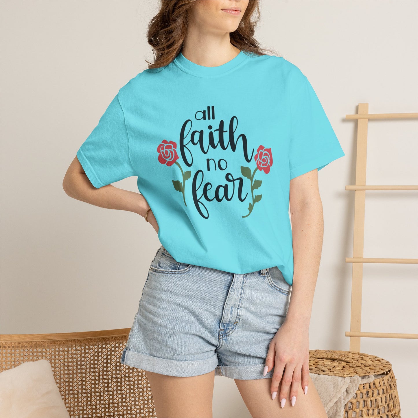 All Faith No Fear Stop Wishing Start Doing Action Goal Setting Modern Tee Achievement Self-Improvement Unisex Heavy Cotton T-Shirt