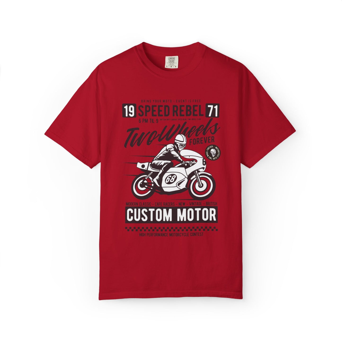 Speed Rebel Two Wheels Custom Engine Club Motorbike Lovers Trendy Tee High-speed Rider Adventure Racer Unisex Heavy Cotton T-Shirt