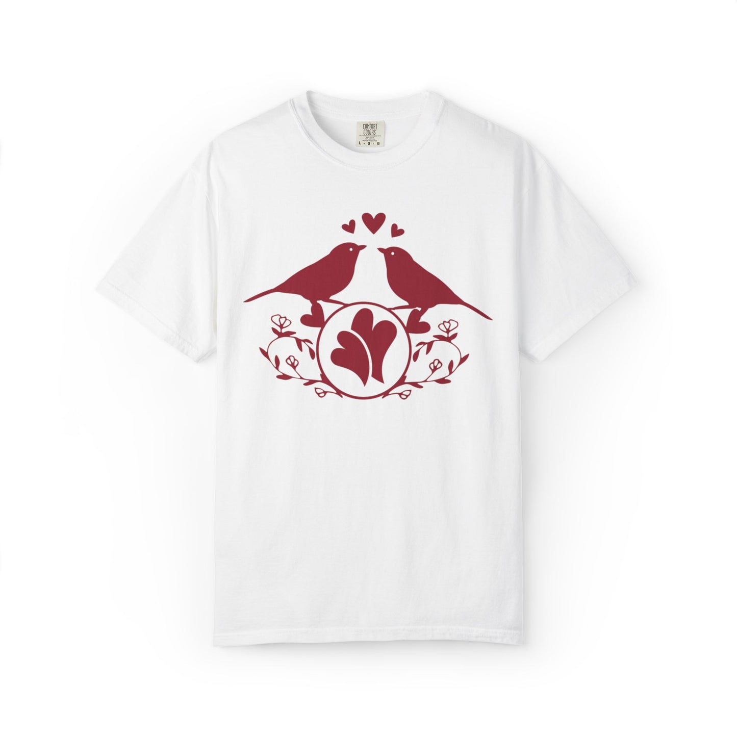 Romantic Love Birds Monogram Boundless Love Affection Lover’s Tee Infinite Bliss Butterfly Kisses Evergreen Romance Unisex Heavy Cotton T-Shirt