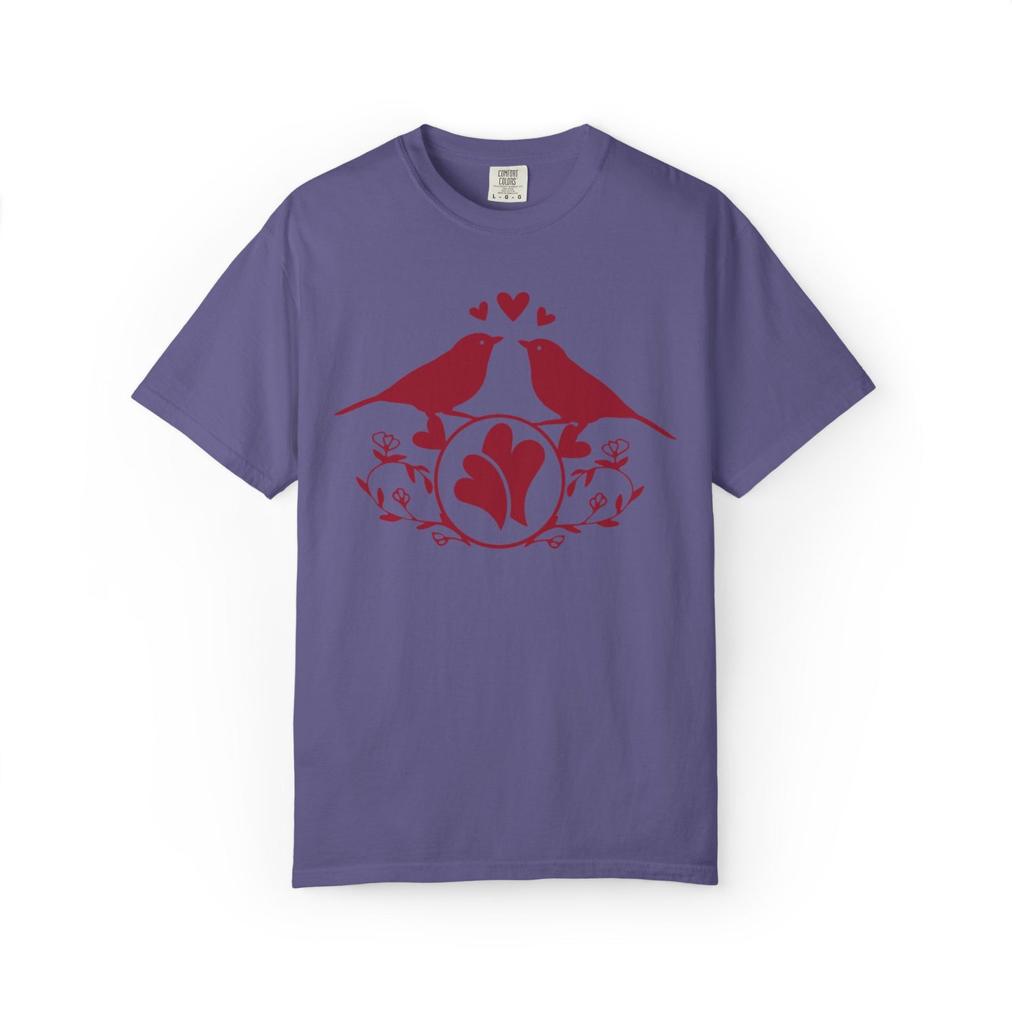 Romantic Love Birds Monogram Boundless Love Affection Lover’s Tee Infinite Bliss Butterfly Kisses Evergreen Romance Unisex Heavy Cotton T-Shirt