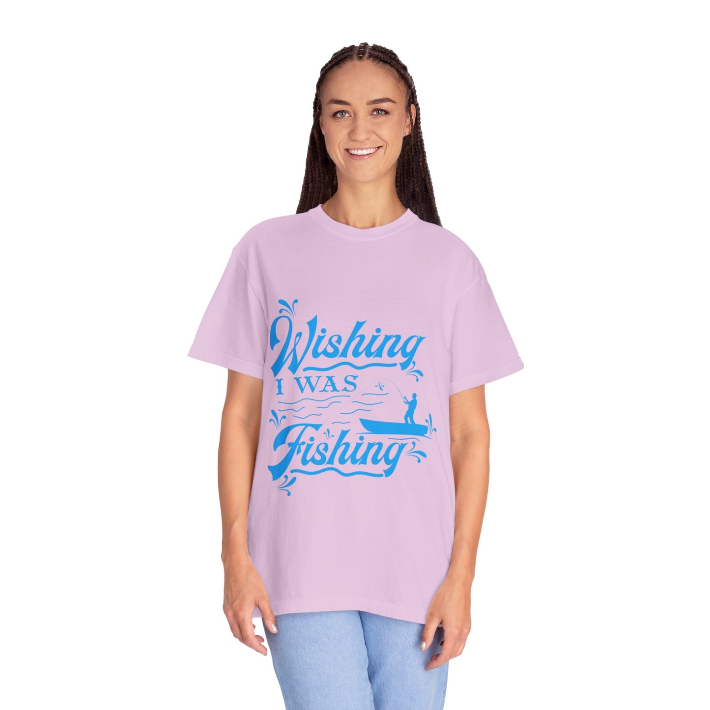 Funny Wishing I Was Fishing Catch and Release Unconditional Love Fishing Boat  Fishing Rod Sarcastic Adventure Unisex Heavy Cotton T-Shirt