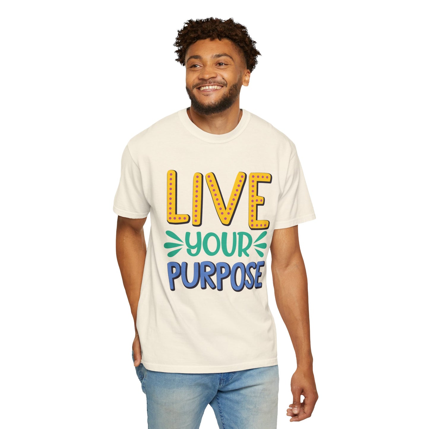 Live Your Purpose Inspirational Tee Stay Focused Positive Message Set Your Goal Empowering Personal Growth Unisex Heavy Cotton T-Shirt