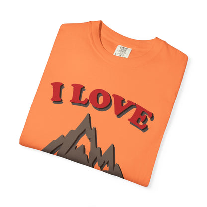 I Love Hiking Trendy Tee Adventure Mountain Hut Belays Ropes Fun Activities Unisex Heavy Cotton T-Shirt