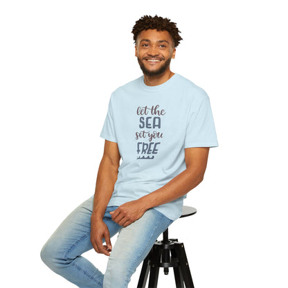 Let The Sea Set You Free Summer Tee Sunshine Days Ice Cream Camping Beachcombing Unisex Heavy Cotton T-Shirt