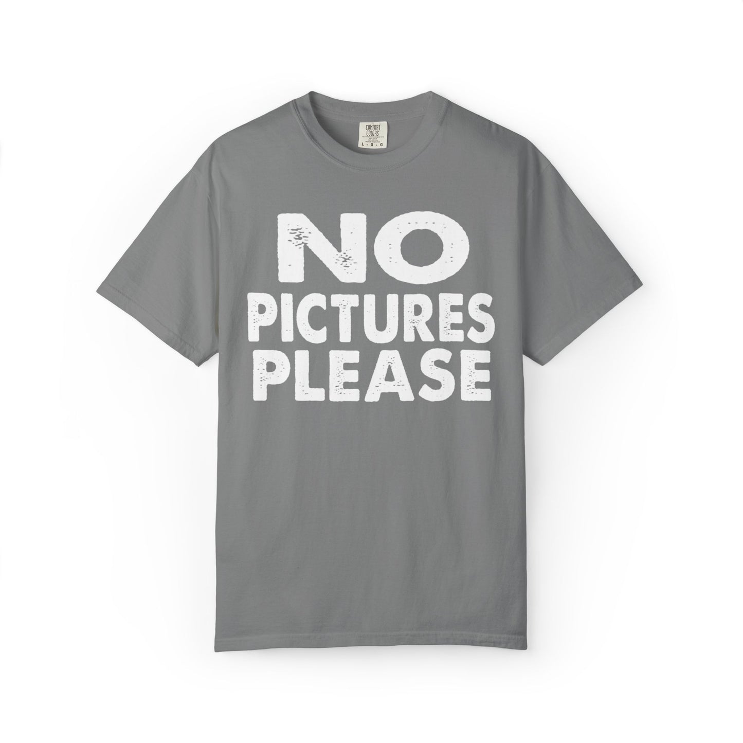 No Picture Please Photogenic Tee No Flash Camera-Shy Personal Space Unisex Heavy Cotton T-Shirt