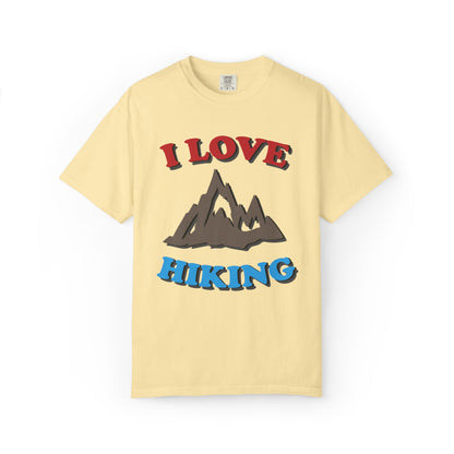 I Love Hiking Trendy Tee Adventure Mountain Hut Belays Ropes Fun Activities Unisex Heavy Cotton T-Shirt